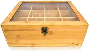 Бамбуковая коробка для хранения чайных пакетиков, деревянная коробка-органайзер для чая, деревянная коробка