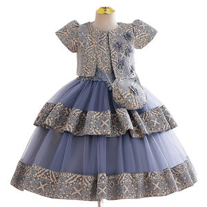 Conjunto de 3 Piezas de Vestido de Noche Elegante para Niñas, con Bordado de Seda Dorada, para Fiesta de Cumpleaños, Baile de Graduación, Manga Larga - Product Image 1