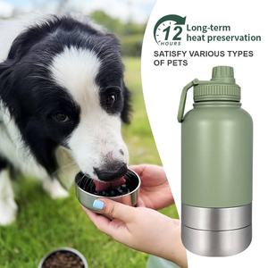 2025 3 en 1 32oz 64oz botella de agua portátil para perros cuencos para perros de acero inoxidable aislado alimentador de alimentos y bebidas para viajes al aire libre - Product Image 4