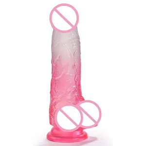 Фабричный фаллоимитатор, 7,87 дюймов, реалистичный фаллоимитатор с сильной присоской, розовый кристалл, градиент, прозрачный фаллоимитатор, секс-игрушки для взрослых