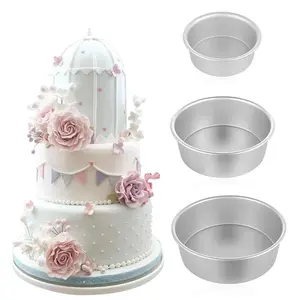 4/6/8/10inch Aluminum Alloy Cake Pan Tray Mould Fixed Bottom Bakeware Round Pattern Kitchen Pudding Mold Baking Tools