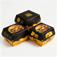 Emballages personnalisés pour hamburgers, boîtes pliables hexagonales, boîtes à sandwichs, boîtes à bagels, boîtes à hamburgers à emporter, boîtes à beignets, contenants en papier pour la restauration rapide