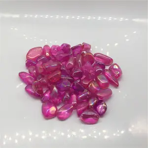 Wholesale Aura Electroplating Pink Polished Tumbles Fengshui Healing Crystal