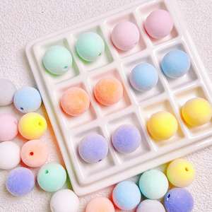 2025 usine dernière 16mm flocage crème acrylique perles Offre Spéciale bricolage téléphone portable chaîne porte-clés matériel plastique et Lucite perles - Product Image 1