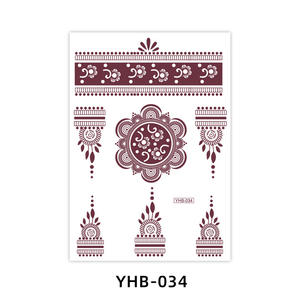 En Promotion Autocollants de <span class=keywords><strong>Tatouage</strong></span> Tendance au Henné Mehndi Rouge-Brun, Art Corporel <span class=keywords><strong>Arabe</strong></span> pour Visage et <span class=keywords><strong>Main</strong></span>, Tatouages Temporaires Étanche - Product Image 2