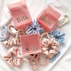 Faible MOQ 1 pièce Chouchous pour cheveux pour femmes en soie élastique, écologiques, décontractés, couleurs unies - Product Image 1