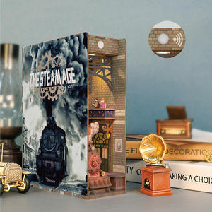 Tonecheer The Steam Age Bookends3D木製ミニチュアハウスブックヌーク3Dパズルウッド - Product Image 2