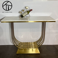 Meubles de luxe pour la maison, salon, entrée, console d'angle en acier inoxydable doré et marbre noir ou blanc pour le couloir