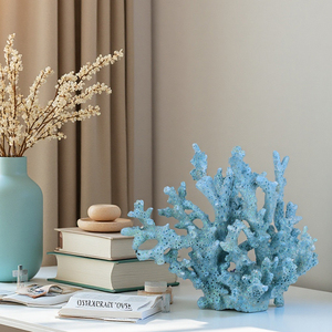 Redeco Nieuwigheid Hoge Kwaliteit Kust Elegant Hars Koraal Beeldje Blauwe Glitter Details Art Decor Home <span class=keywords><strong>Ornament</strong></span> Voor Strand Thema - Product Image 6
