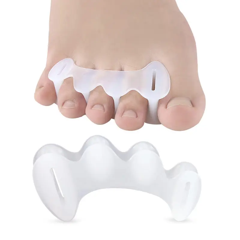 Separatore per dita in Silicone prodotto per la cura del piede a tre fori Gel ortodontico medico separatore per barella per dita dei piedi corretto