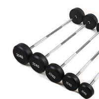 En caoutchouc Forme Ronde Droite Fixe Barbell Haltérophilie En Caoutchouc Enduit Fonte Solide Haltères Livraison Poids