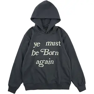 Sudadera con capucha Ye Must Be Born Again para hombre West Creativity Solid Pullover Hoodies Sports Soft Blend Fleece Sudadera - Product Image 1