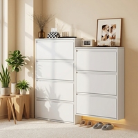 Meuble à chaussures moderne, écologique, pliable, ultra-fin en acier, avec couvercle rabattable, grande capacité, anti-poussière, pour appartement, salon, entrée