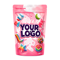 Emballage personnalisé pour bonbons lyophilisés, sachet refermable en mylar rose, VOTRE LOGO, qualité alimentaire, emballage flexible refermable avec fermeture éclair