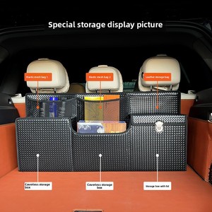 Caja de almacenamiento colgante para <span class=keywords><strong>maletero</strong></span> de coche, bolsa de almacenamiento trasera de coche SUV de cuero moderno, bolsa colgante decorativa para almacenamiento de fila trasera Hy7 - Product Image 2