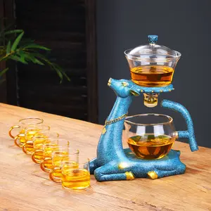 Hot selling Lazy tea set deer shape Magnetic Catches teapot Semi-Automatic Glass Tea set