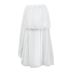 Falda de gasa esponjosa de media longitud con corte en A y cola de golondrina para mujer, de cintura alta, efecto adelgazante, 100% poliéster natural, versátil, tipo pantalón. - Product Image 2