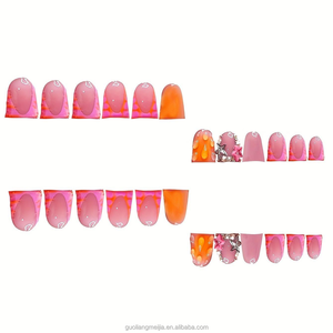 <span class=keywords><strong>Faux</strong></span> <span class=keywords><strong>ongles</strong></span> à presser en forme de pattes de canard, faits à la main, en acrylique, couvrance totale, avec pointe large évasée, pour un look de soirée de bal - Product Image 2