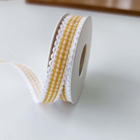 Ruban à carreaux ondulé de 1,5 cm avec bord crocheté pour emballage cadeau floral, nœuds DIY et accessoires vestimentaires