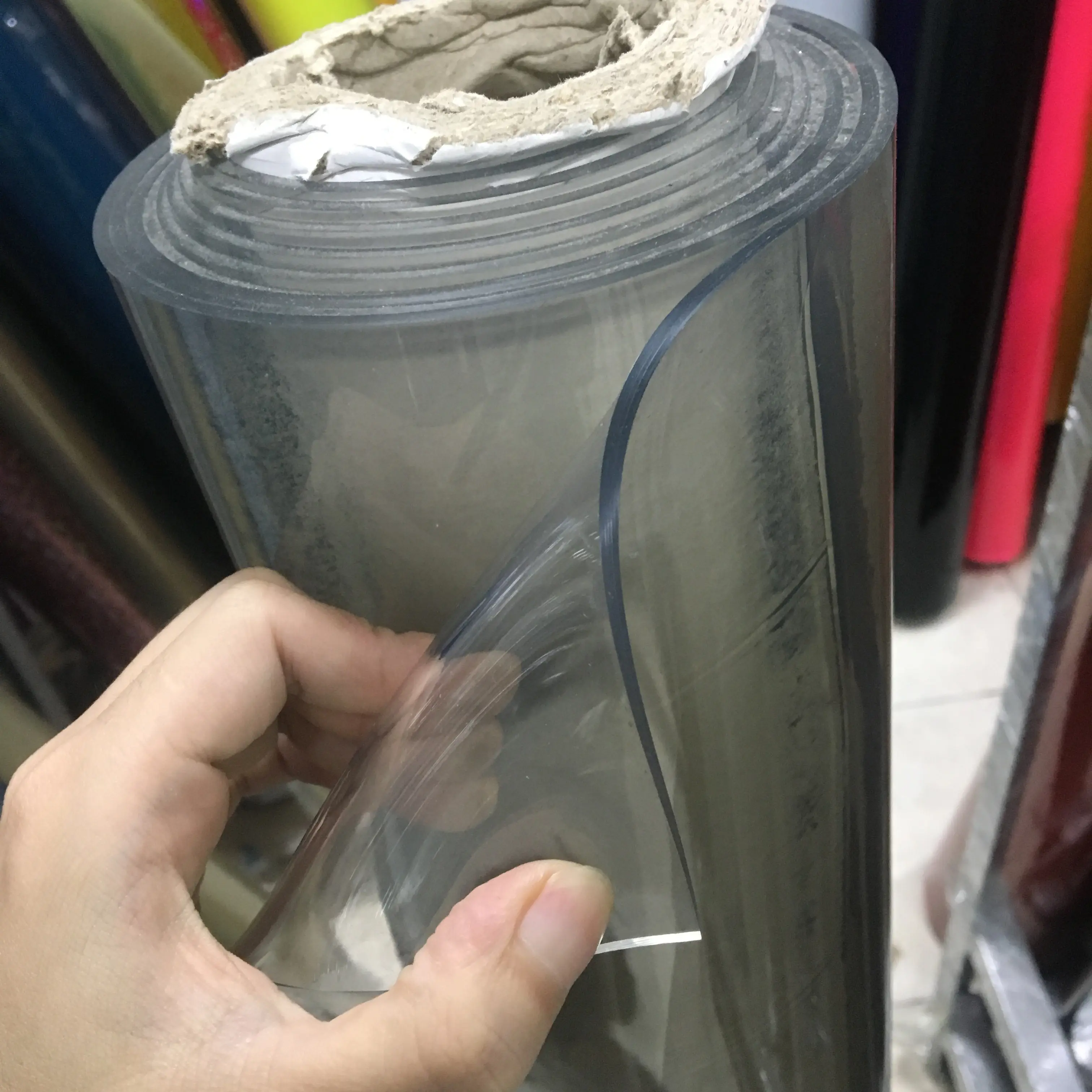 Rolo de filme transparente de pvc de 3mm, rolo de vidro macio grosso para toalha de mesa/jogo