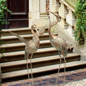 Ornement de <span class=keywords><strong>jardin</strong></span> de 33.5/39 pouces, statue d'<span class=keywords><strong>oiseau</strong></span> en <span class=keywords><strong>métal</strong></span>, Sculpture sur pied, intérieur/extérieur, 2 pièces - Product Image 2