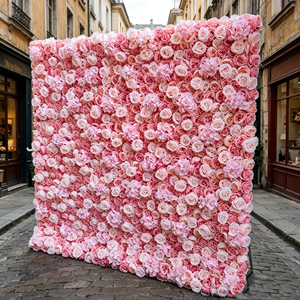 Paneles de flores de rosas blancas y rosas de tamaño grande, ideales para fondos de ceremonias de boda y decoración de espacios de recepción. - Product Image 1