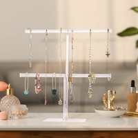 Présentoir à bijoux en acrylique transparent à 2 niveaux, support de rangement suspendu pour colliers et boucles d'oreilles