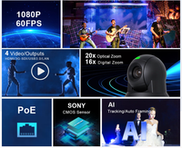 Caméra PTZ 1080P 60FPS avec zoom optique 20X, USB3.0, 3G-SDI, PoE, cadrage automatique, fabricant OEM, vente en gros pour la diffusion en direct