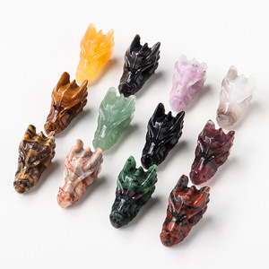 Vente en gros de sculptures de têtes de dragon en pierre de quartz améthyste naturelle sculptée, autres objets artisanaux en cristal - Product Image 1