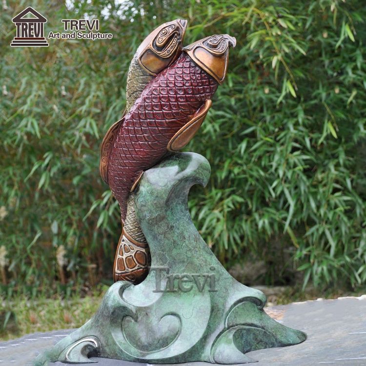 Life Size Customized Brass Fish Sculpture - Durable Bronze Koi