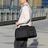 Sac de voyage en tissu Oxford, sac à main grande capacité avec compartiment à chaussures, peut être fixé sur une valise à roulettes, logo personnalisé