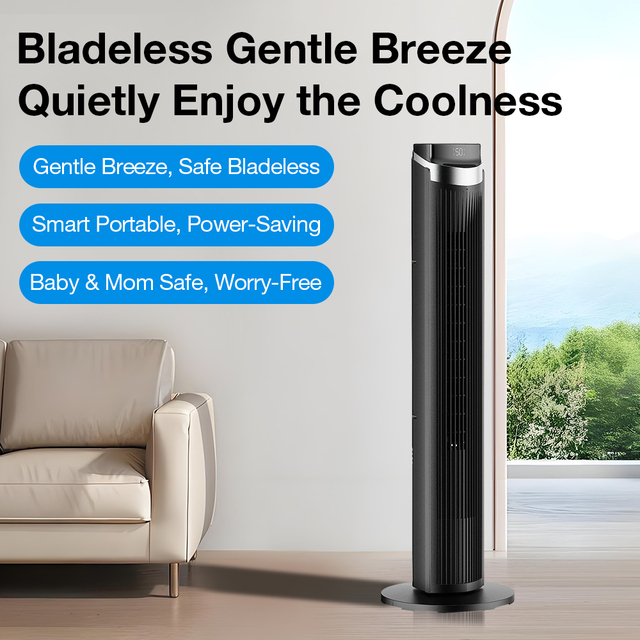 Home Room Quiet Silent Cooling Rotating Black Tower Fan Stand Floor Electric Oscillating Tower Fans