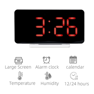 Réveil numérique moderne 12/24H avec grands chiffres, <span class=keywords><strong>piles</strong></span>, ports USB, volume réglable <span class=keywords><strong>pour</strong></span> <span class=keywords><strong>seniors</strong></span> - Product Image 2