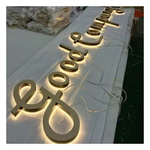 Logotipo de empresa 3D profesional, letrero de letra retroiluminado de metal cortado con láser personalizado, letrero de logotipo interior con letreros de negocios con luz LED