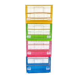 Steel Wire Rectangle Pet Cage with Plastic Tray and Horizontal <b>Sliding</b> Door for Small Birds Indoor Use - Product Image 6