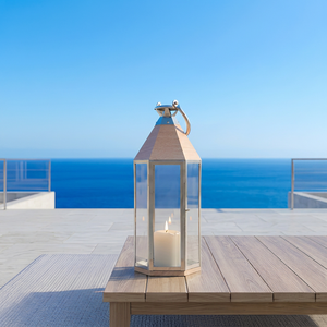 Portavelas de Lujo al por Mayor, de Madera y Acero Inoxidable, Farol Alto para Decoración del Hogar y Patio - Product Image 6