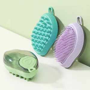 Escova de banho em forma de manga para animais de estimação, com dispensador de shampoo, escova de cabelo para animais de estimação, depilador para cabelos longos e curtos