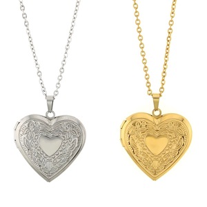 Heart-Shaped Stainless Steel Photo Locket <b>Necklace</b> Silver Gold Plated Pendant For <b>Couples</b> Gift Jewelry - Product Image 1