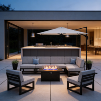 Ensemble de mobilier de patio modulable en aluminium, luxe moderne, résistant aux intempéries, avec sièges profonds, pour jardin, terrasse, balcon, véranda