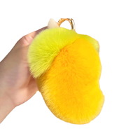 Porte-clés en peluche de fourrure de lapin haut de gamme, pendentif mignon en métal léger et plastique, porte-clés fruit Kawaii, cadeau