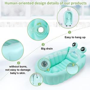 Baignoire gonflable pour bébé, pliable, design grenouille, avec crochet pour nouveau-né et tout-petit - Product Image 3