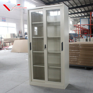 Meuble de bureau design moderne, armoire de classement multifonction en acier à 4 étagères avec porte vitrée, armoire de rangement métallique - Product Image 1