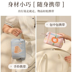 Cosmetic Bag Cartoon Pattern Zipper Closure Large Capacity Portable Travel <b>Makeup</b> <b>Case</b> With Soft Handle - Product Image 2