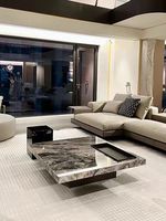 Mesa de Centro Moderna de Diseño Italiano, Cuadrada, Minimalista, de Lujo, con Textura de Mármol, para Villa, de Alta Gama