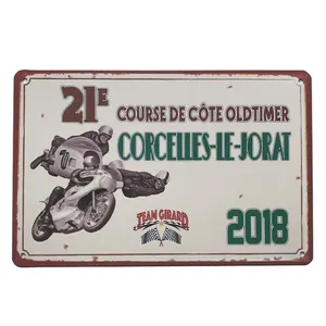 Geen Moq Oem Edge-Gevouwen Ronde Hoek Custom Retro Look Tin Metalen Borden Plaque Wall Art