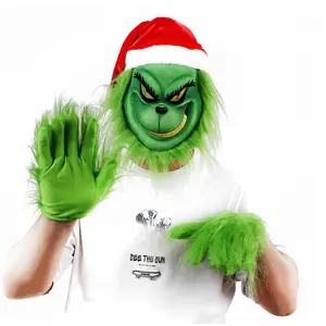 畅销圣诞怪物杰伊·格林奇-埃德面具手套套装万圣节角色扮演派对道具创意节日礼物给孩子