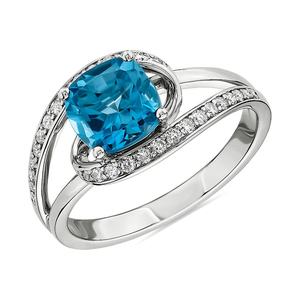 Ventes chaudes Bijoux en argent sterling 925 pour femmes Bague de fiançailles Topaze bleue Bague en CZ - Product Image 1