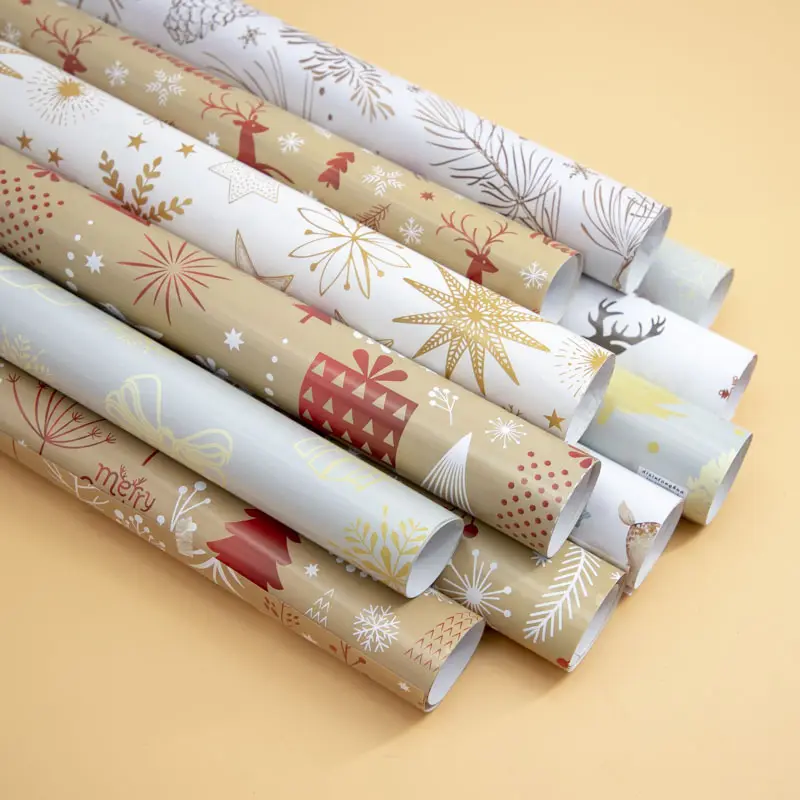 Hot Sale billig Frohe Weihnachten Hochzeit Baby Kind Geschenk Verpackung Geschenk Gold Streifen Rolle Geschenk papier