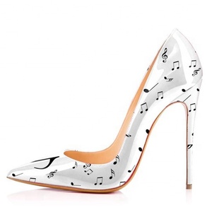 Latest Style Women <b>Shoes</b> High Heels Musical Notation Print 8inches Big EU Size 45 Dress <b>Shoes</b> Stiletto Party Lady Pumps <b>Shoes</b> - Product Image 3