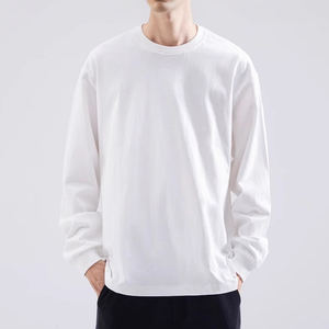 Camisetas de algodón pesado Premium de alta calidad, manga larga, hombros caídos lisos, diseño de serigrafía, tela de punto con cuello redondo - Product Image 3